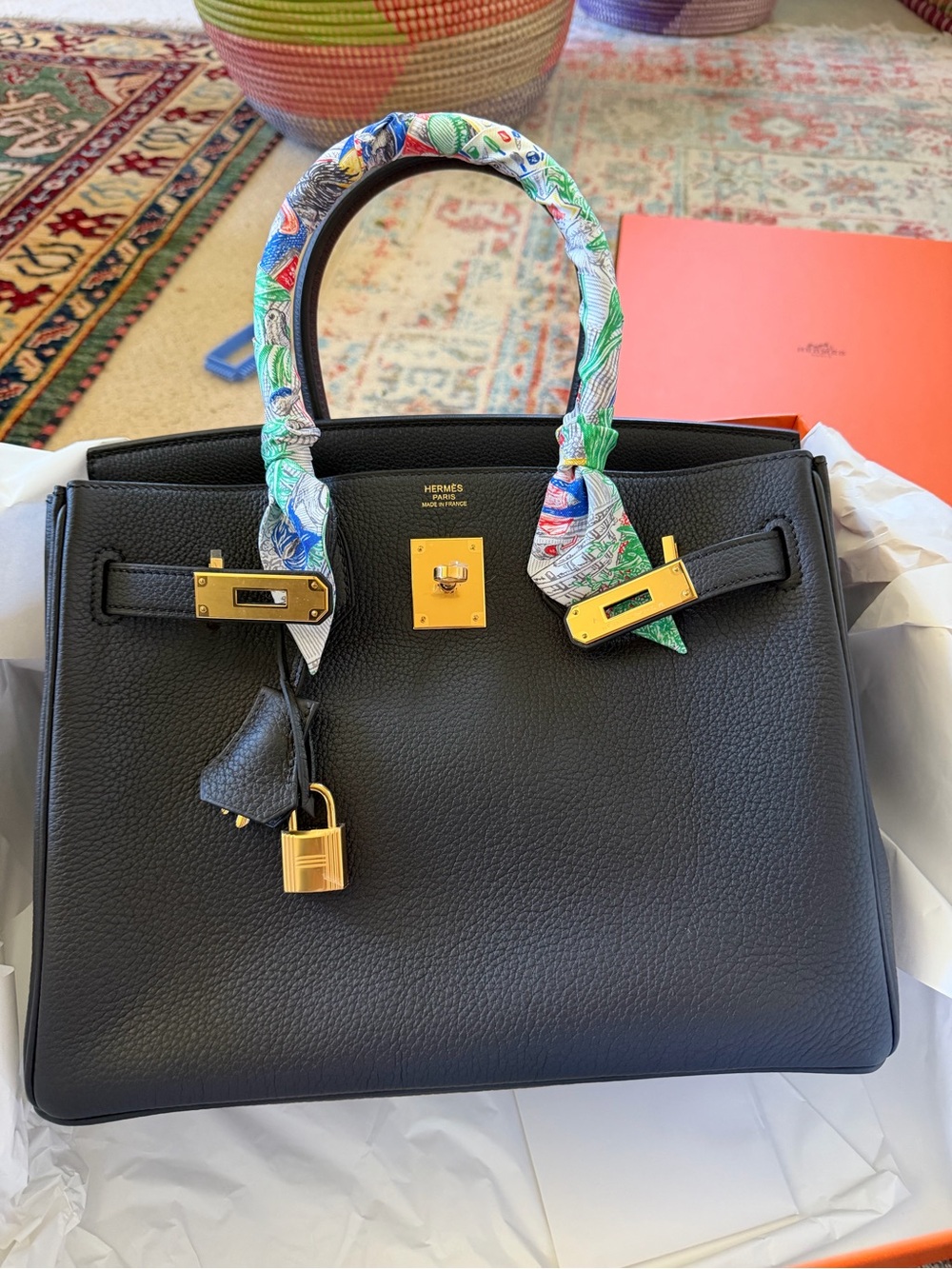 NEW Hermes Black Togo Leather Birkin 30 Bag with Gold Hardware